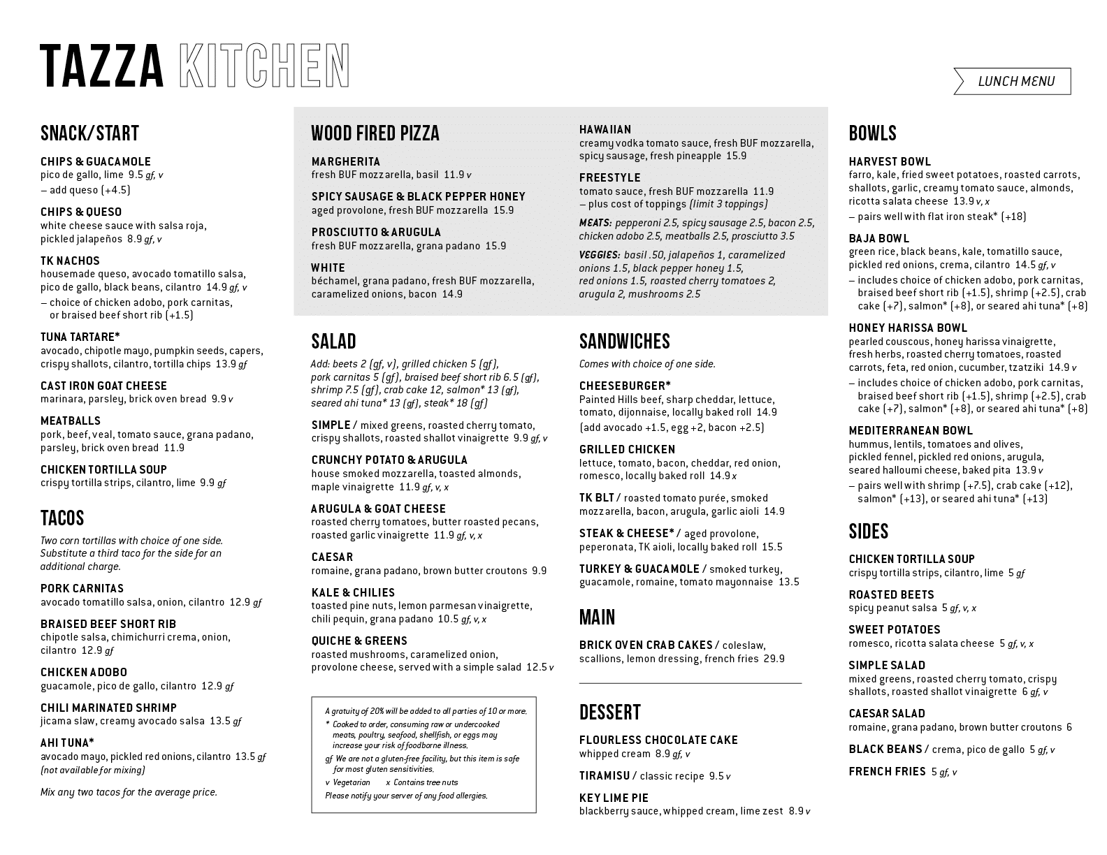 Lunch Menu for Trenholm Plaza