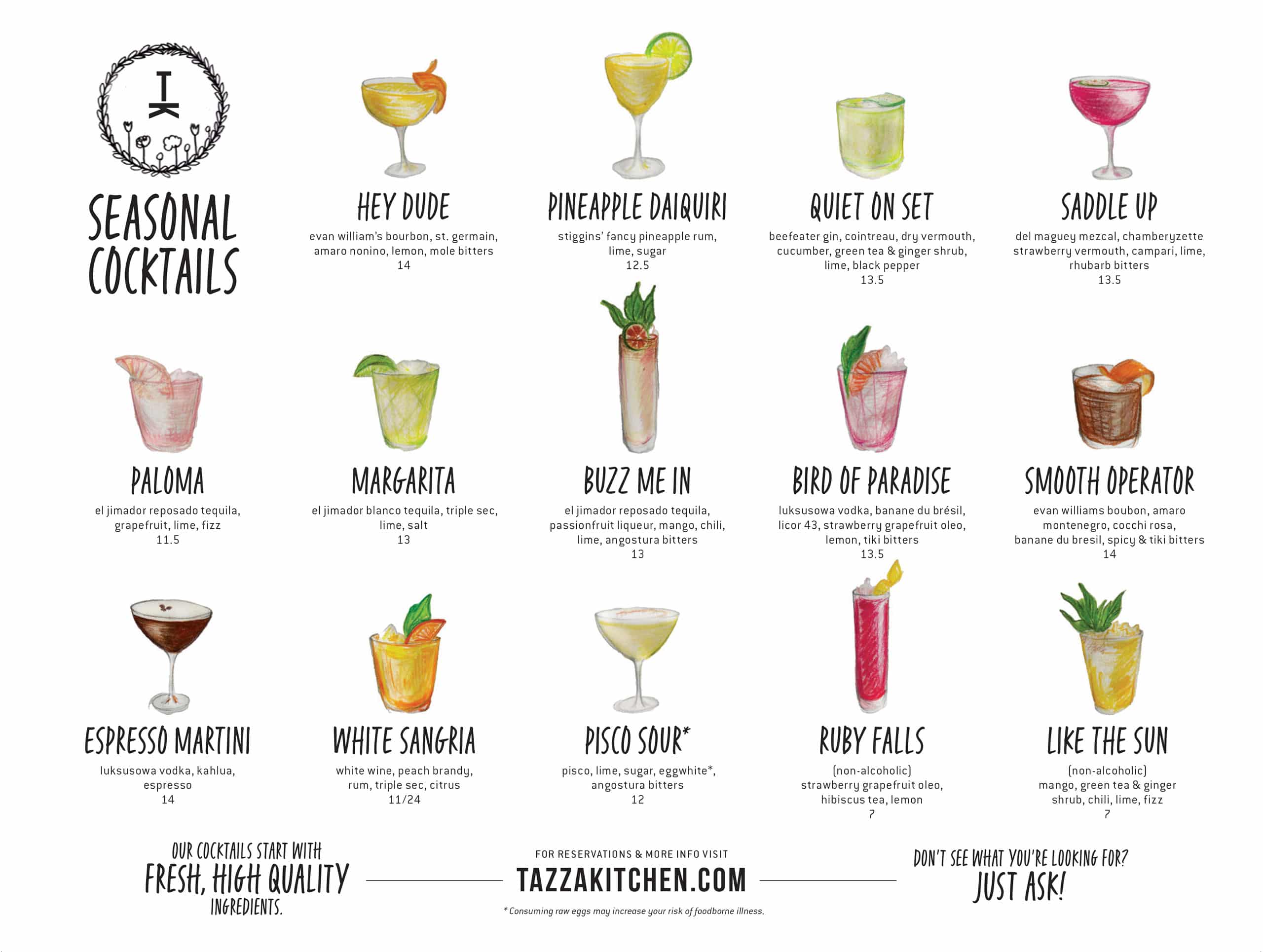 RVA Spring Drinks Menu